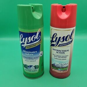 Lot Of 2 Vintage Lysol Spray Bottles Country Scent Mountain Air 12 Oz 90s